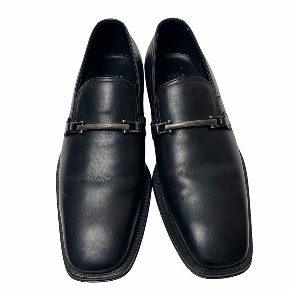 Hugo Boss Leather Loafers with Buckle Detail Black 6.5 Men's